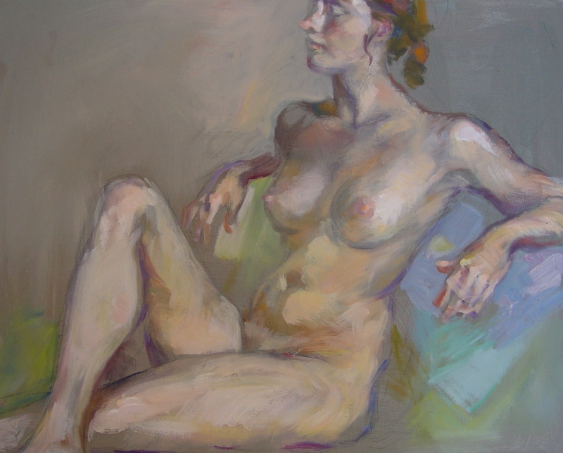 Nude on the Green Sofa, Oil