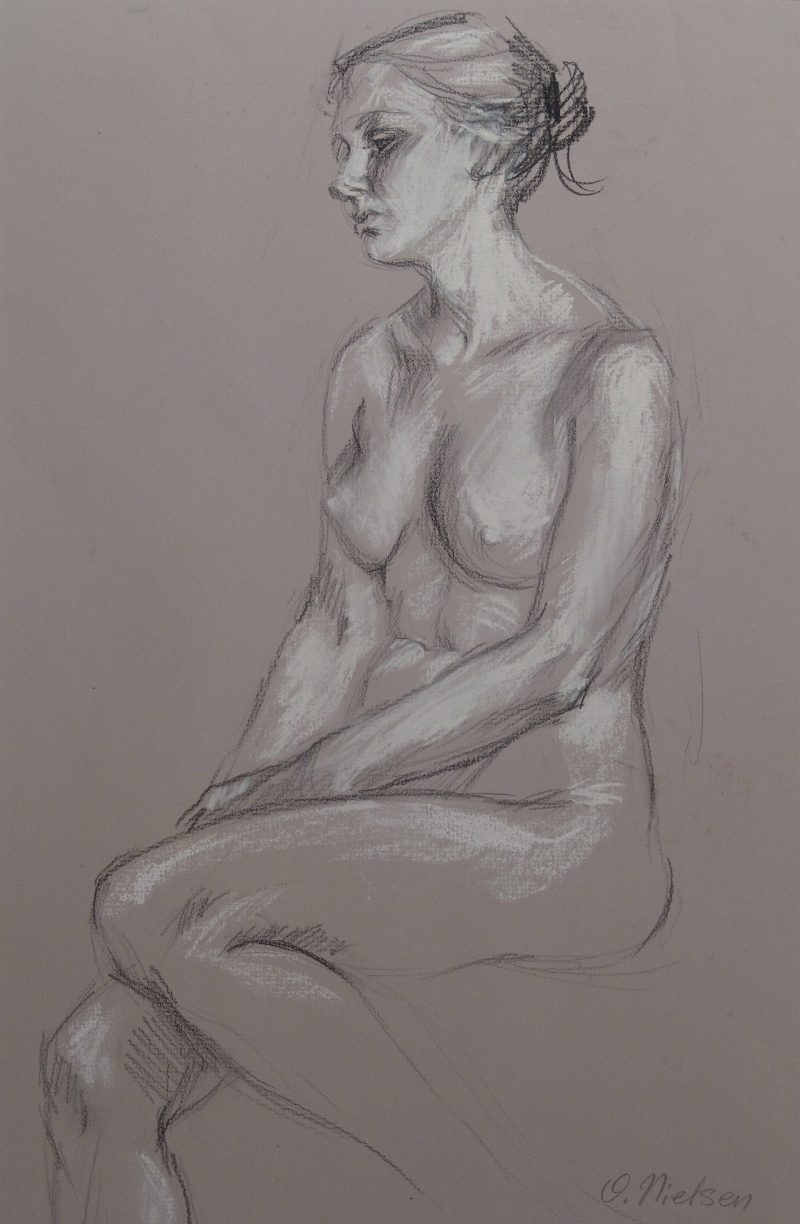 Sitting Nude, Pencil and chalk