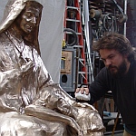 The statue is sandblasted and polished