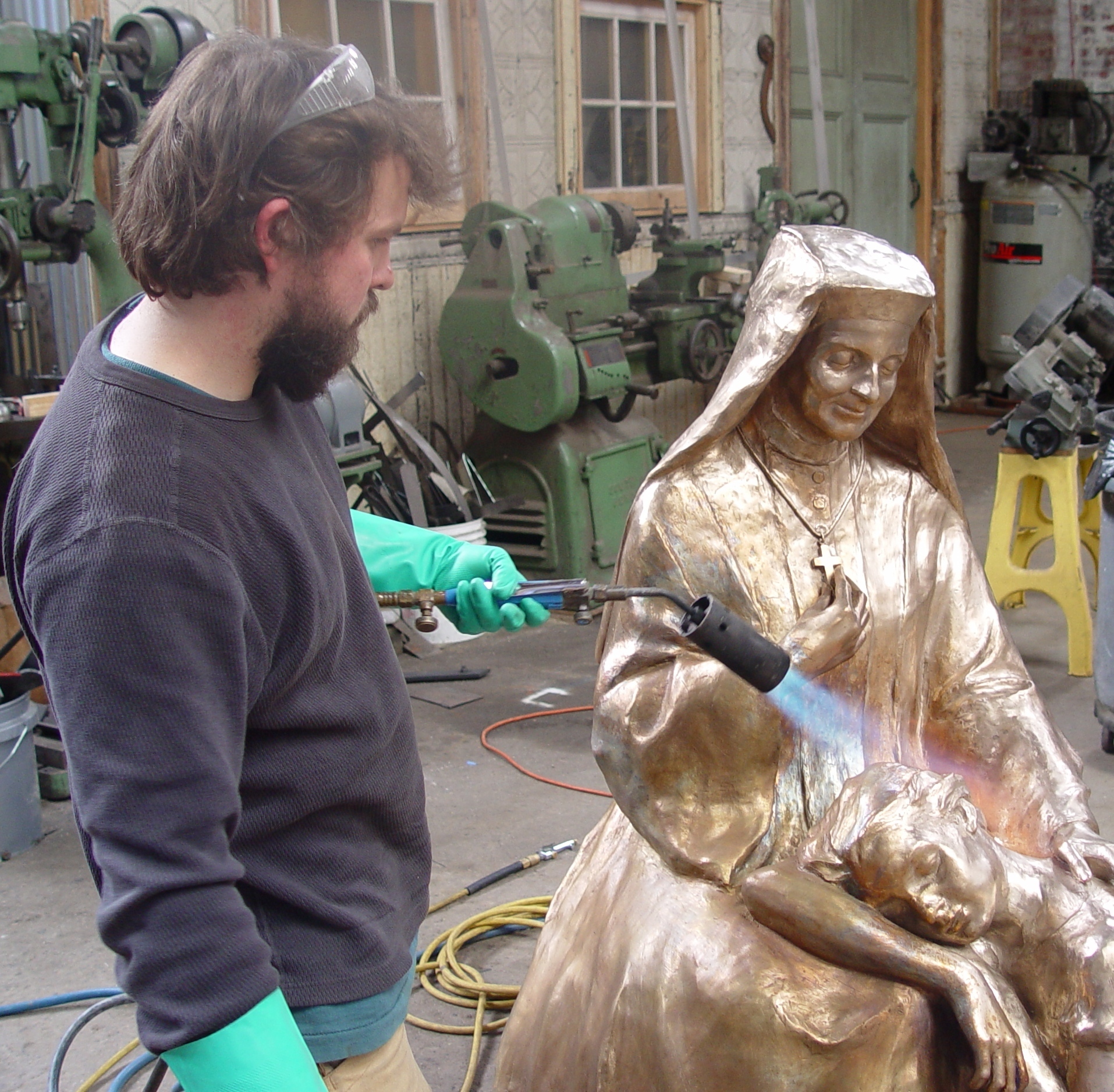 Zach is doing the patina work