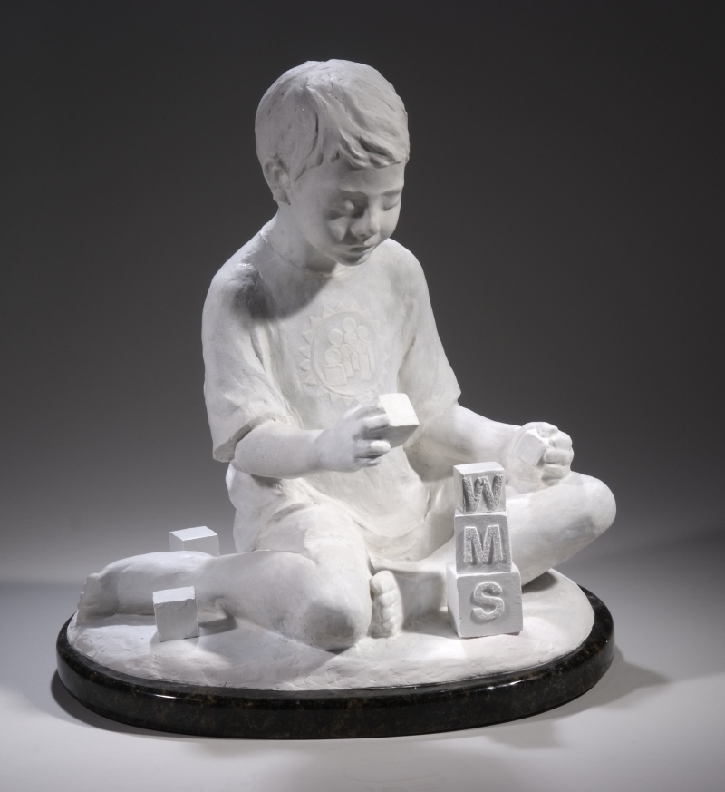 Building a tower, cast stone, 18 inches high