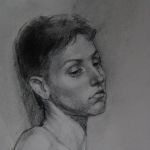 Pensive, charcoal