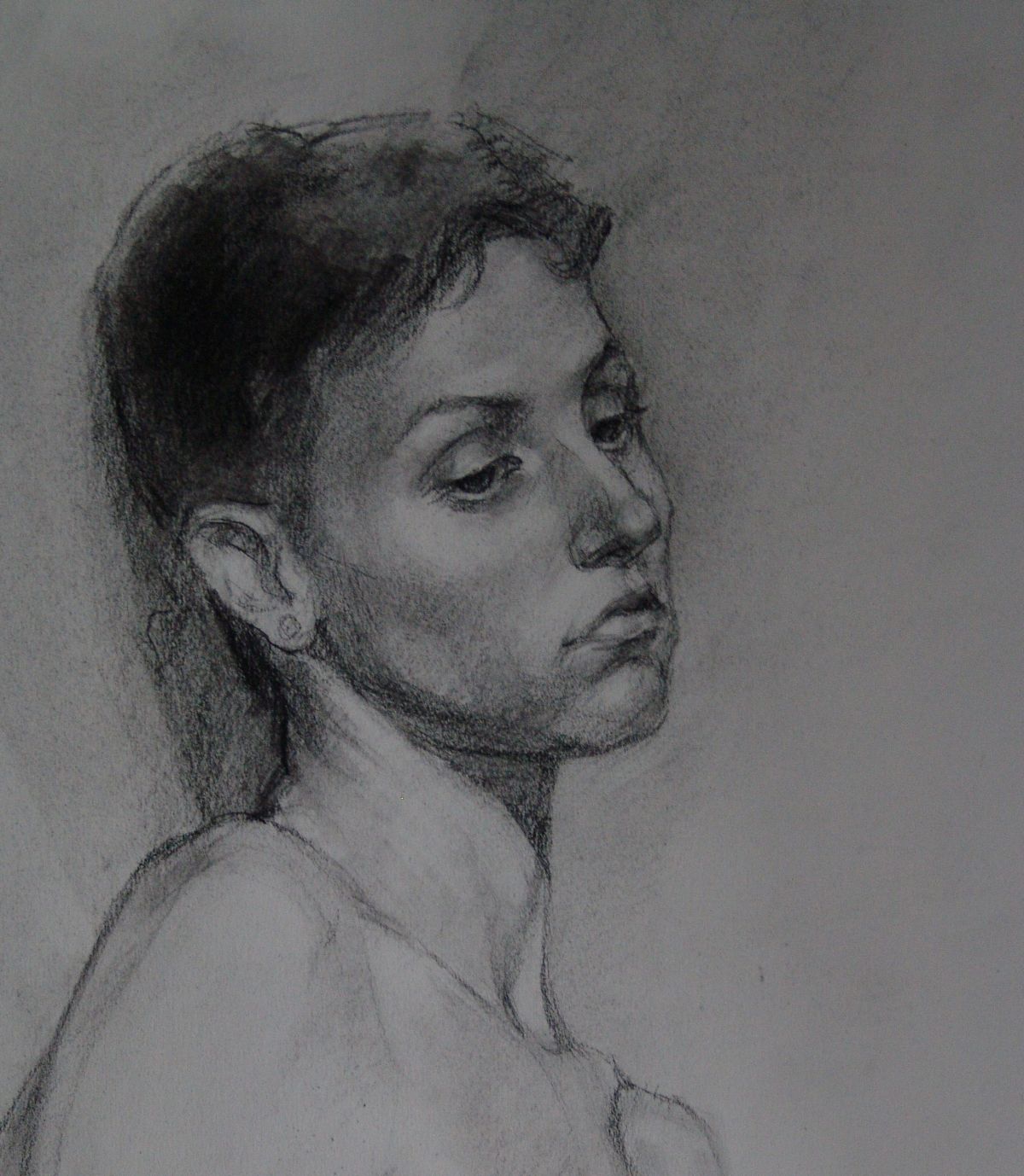 Pensive, charcoal