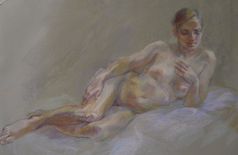 Reclining nude, pastel