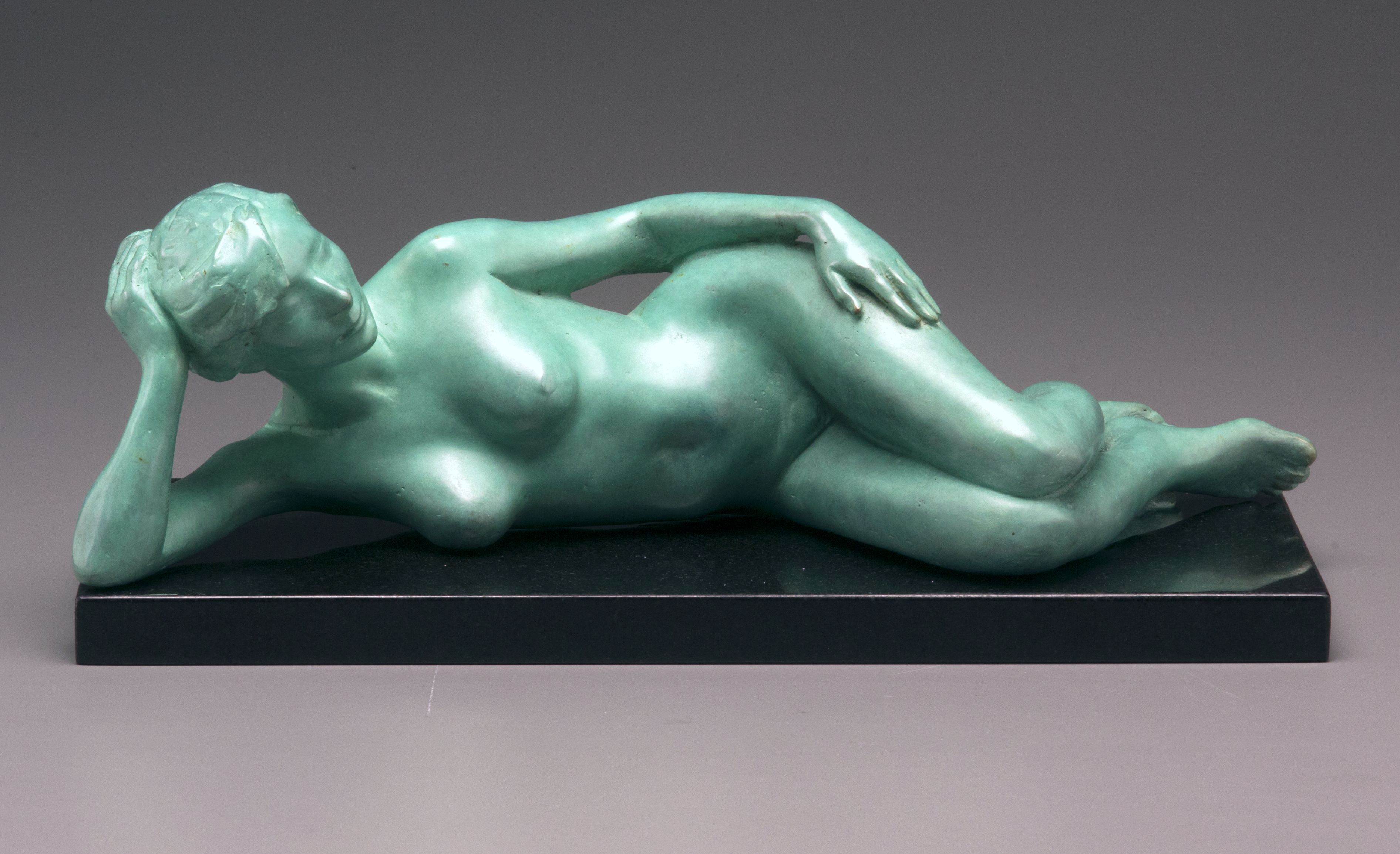 Repose, bronze, 5 x 14 x 6 inches