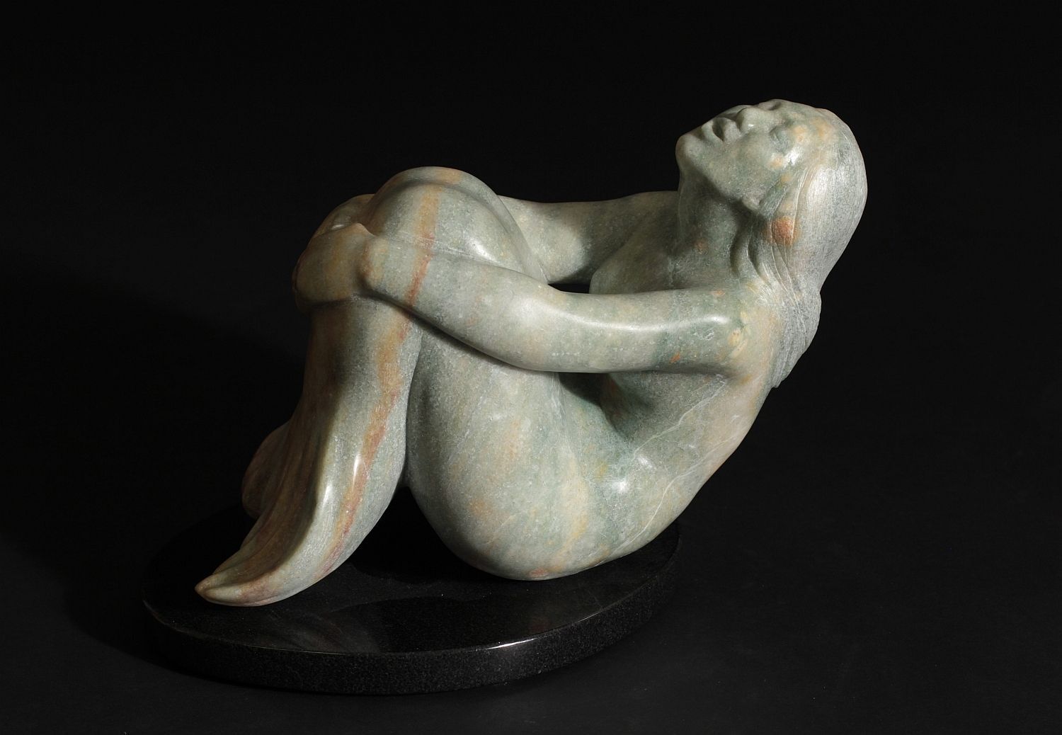 Siren, green alabaster, 10 inches high