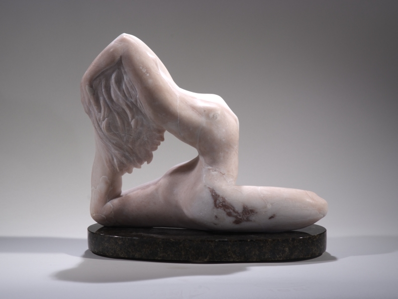 Yoga Pose, alabaster, 15 inches high