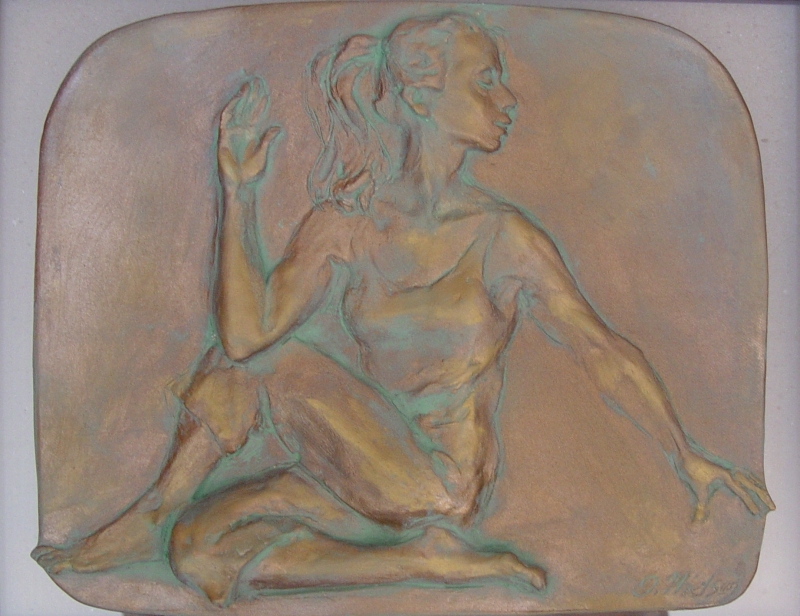 Yoga Twist Relief, Bronze, 10 inches by 12 inches
