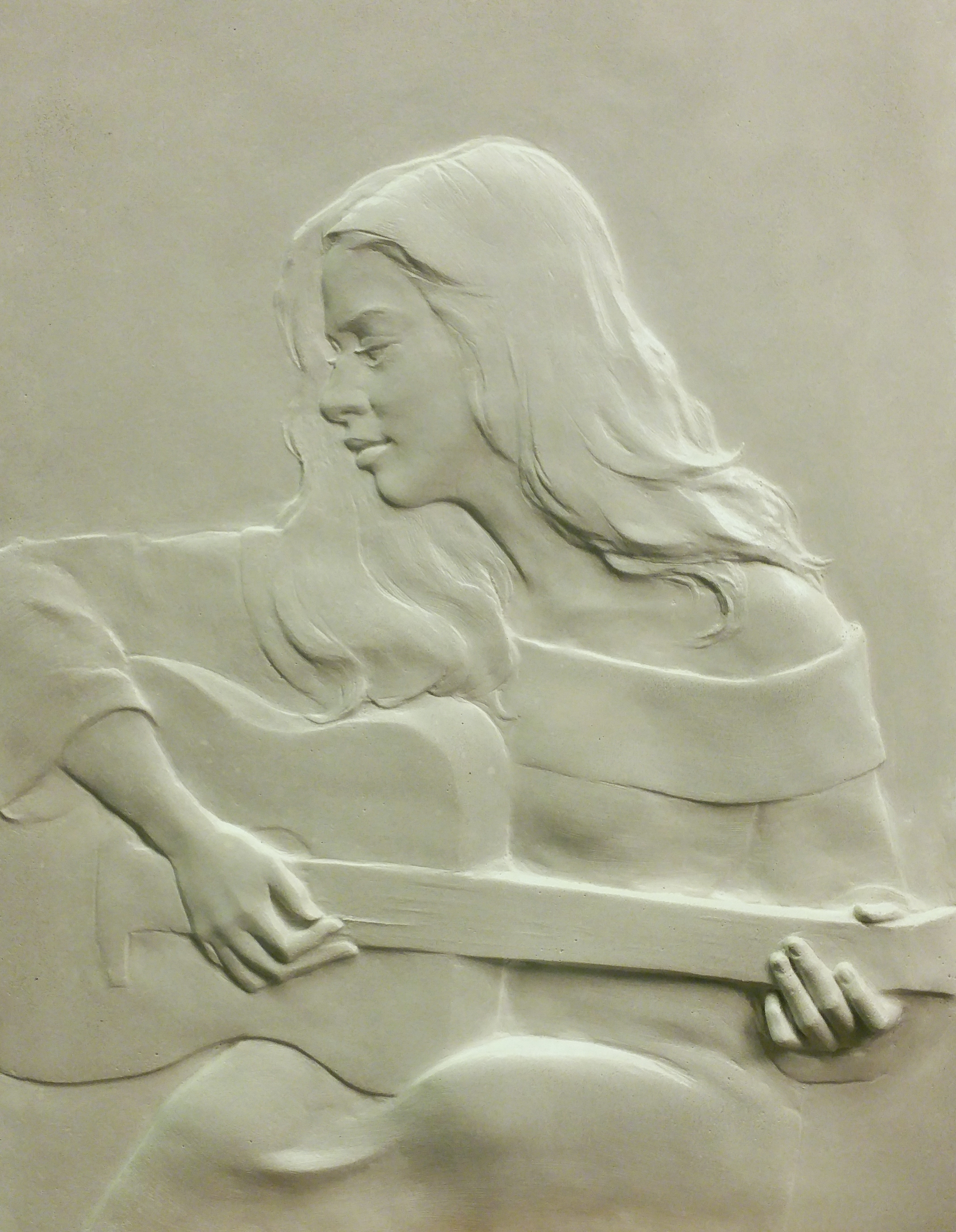 Guitarist, Cast stone, 18 x 14